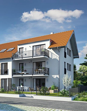 Neubau eines Mehrfamilienhauses mit 17 Wohnungen und Tiefgarage, 10 Doppelhaushälften und eines Dreispänners in Baierbrunn