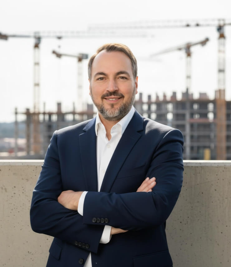 Andreas Mendler auf einer Baustelle