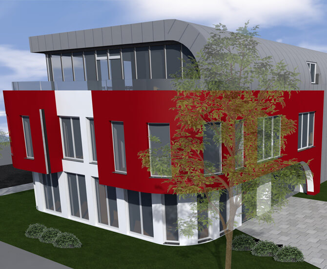 DRK Verwaltungsgebäude mit Wiese