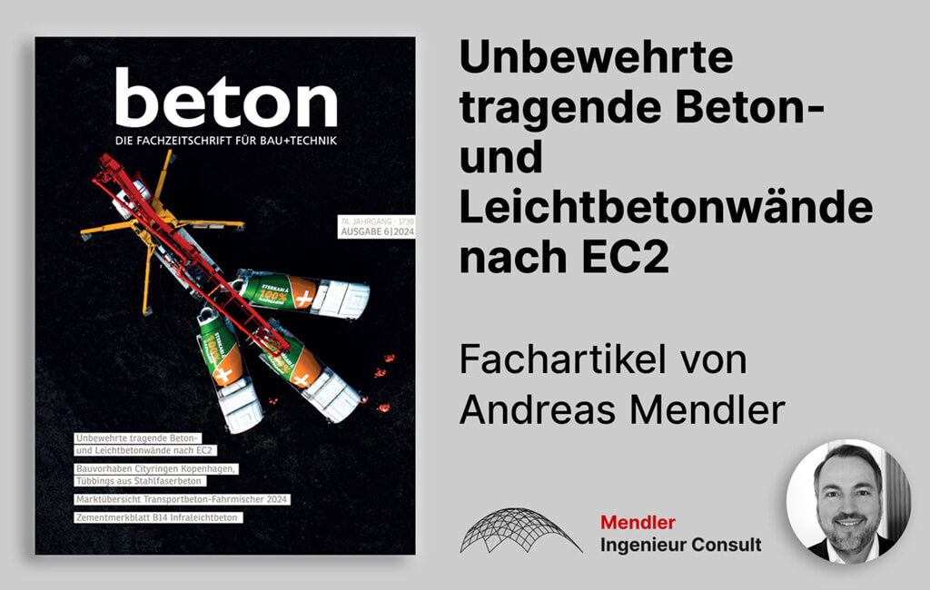 Fachartikel zu unbewehrten tragenden Beton- und Leichtbetonwänden in der Zeitschrift beton