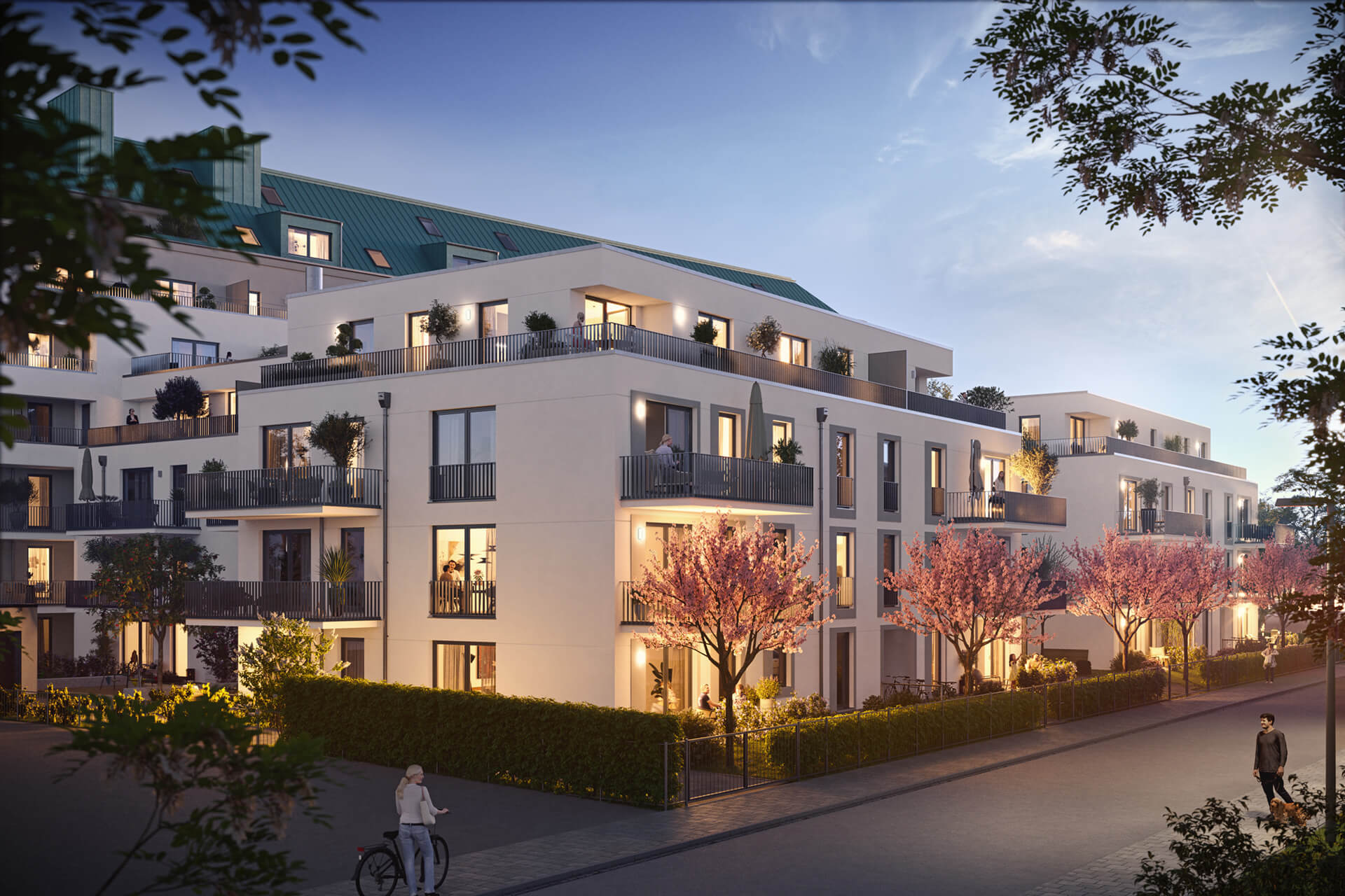 Neubau bei Sonnenuntergang