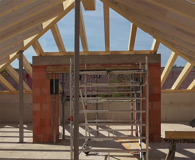 Neubau eines Mehrfamilienhauses am Chiemsee Dachstuhl