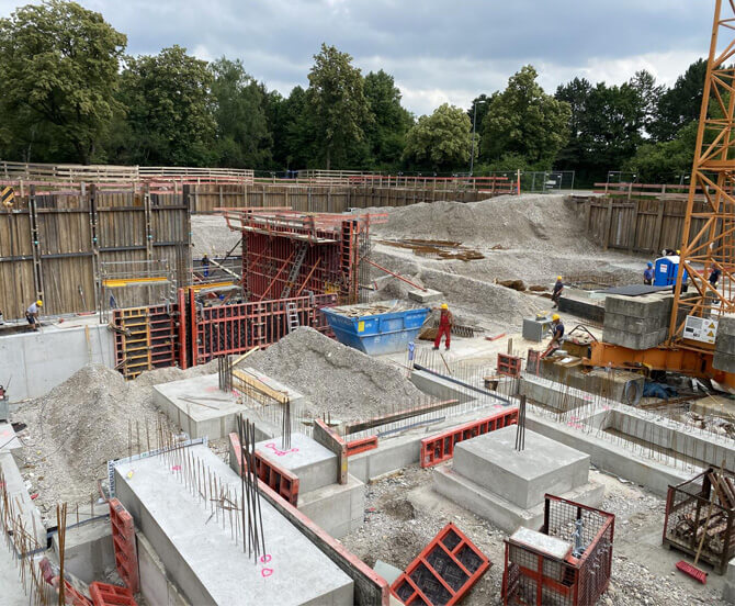 Neubau von 4 Mehrfamilienhäusern Baustelle