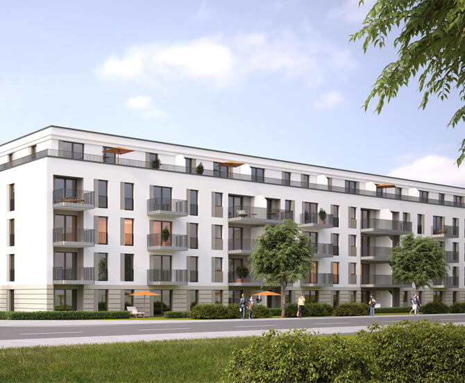 Neubau von 4 Mehrfamilienhäusern Fasade