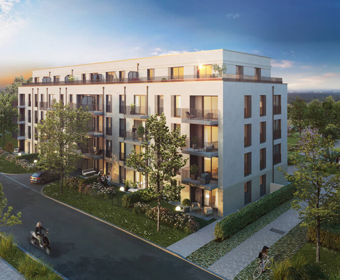 Neubau von 4 Mehrfamilienhäusern Front