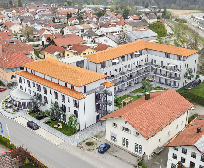Seniorenwohnheim Altenmarkt Luftaufnahme mit Garten
