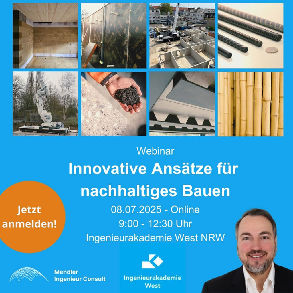 Webinar Innovative Ansätze für nachhaltiges Bauen am 08.07.2025