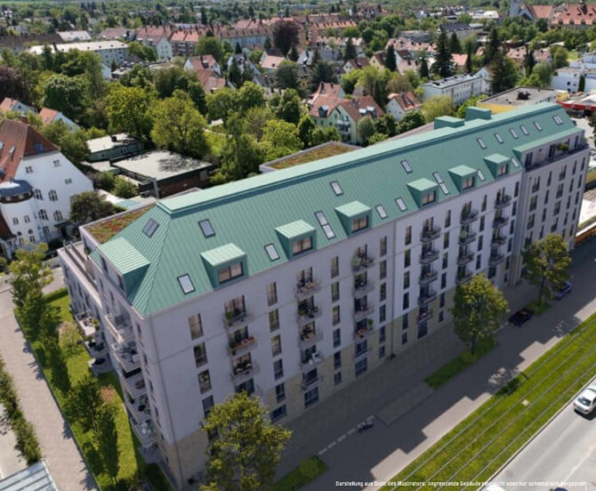 Wohnanlage in der Landsbergerstraße in München Luftaufnahme