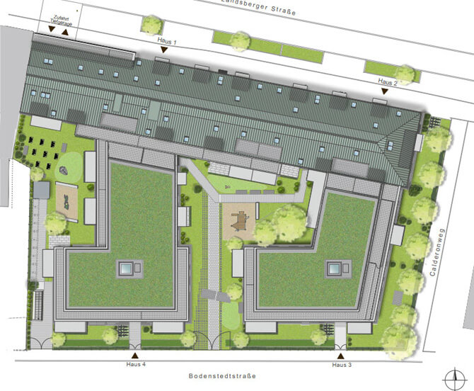 Wohnanlage in der Landsbergerstraße in München Planung