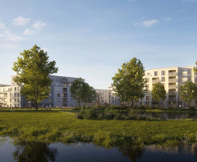 Wohnquartieres Joseph in Bayreuth mit Bäumen